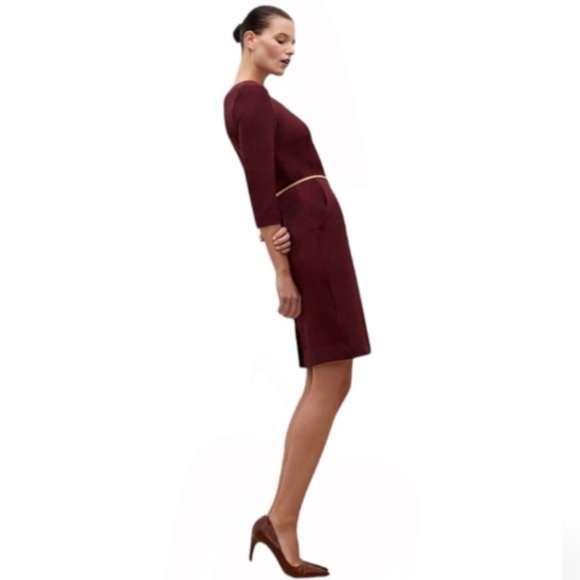 MM Lafleur Dress Etsuko Sheath Knee Length in Burgundy Wine - Picture 3 of 7